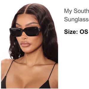Fashion Nova Black Rectangular Sunglasses